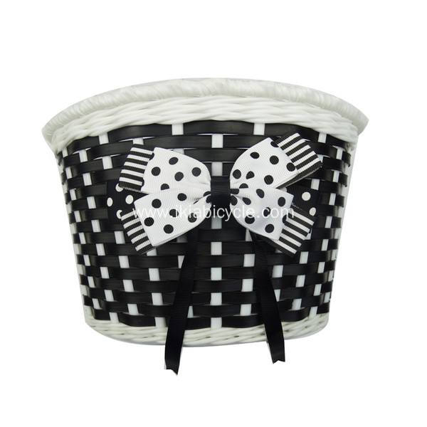 Hand Woven Plastic Colorful Children Bicycle Basket
